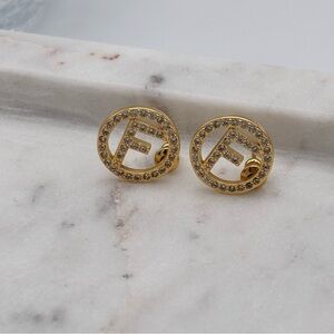 Gold Logo Stud Earrings